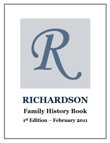 Richardson Family History Book Cover Photo